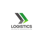 Grey Green Abstract Logistics Logo